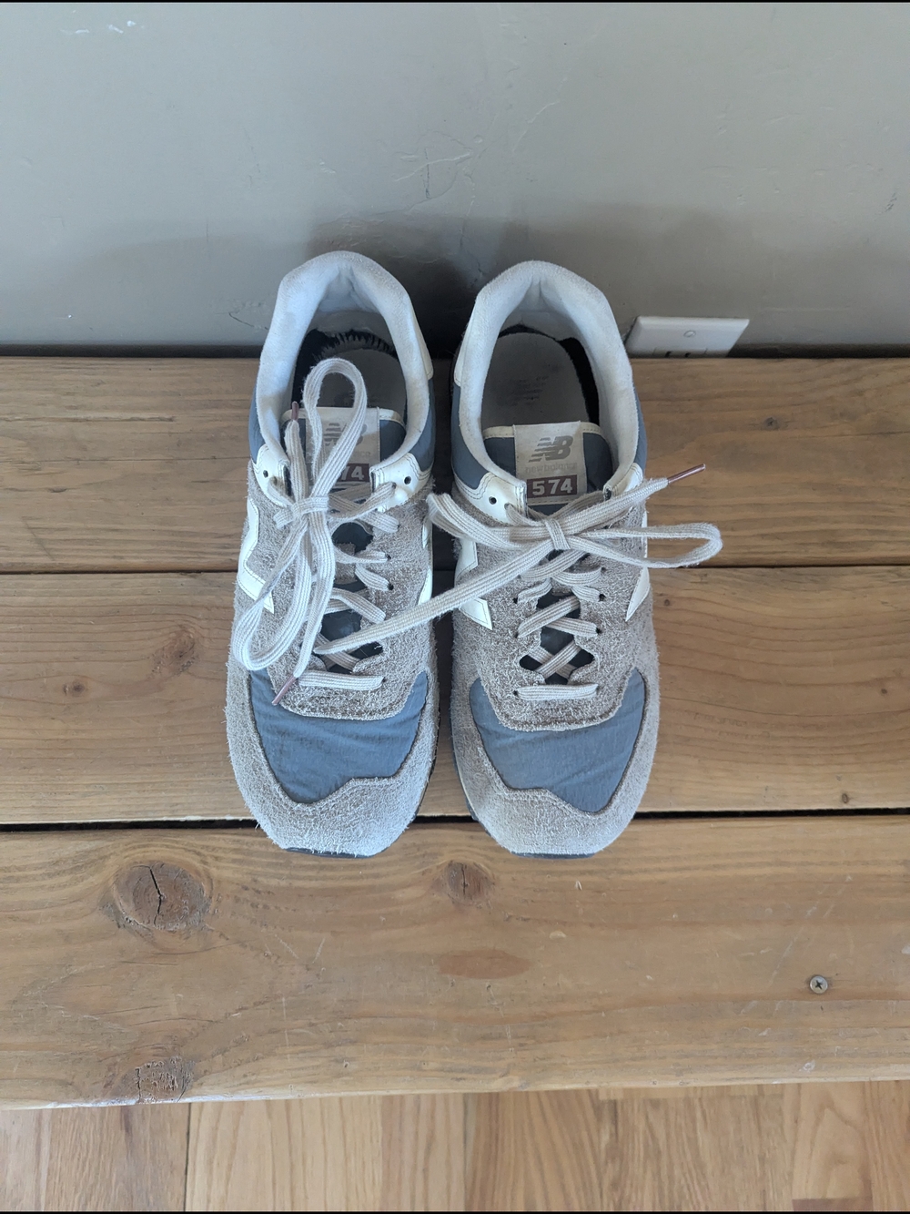 New Balance Gray and Blue Suede Mesh Sneakers - Picture 5 of 6